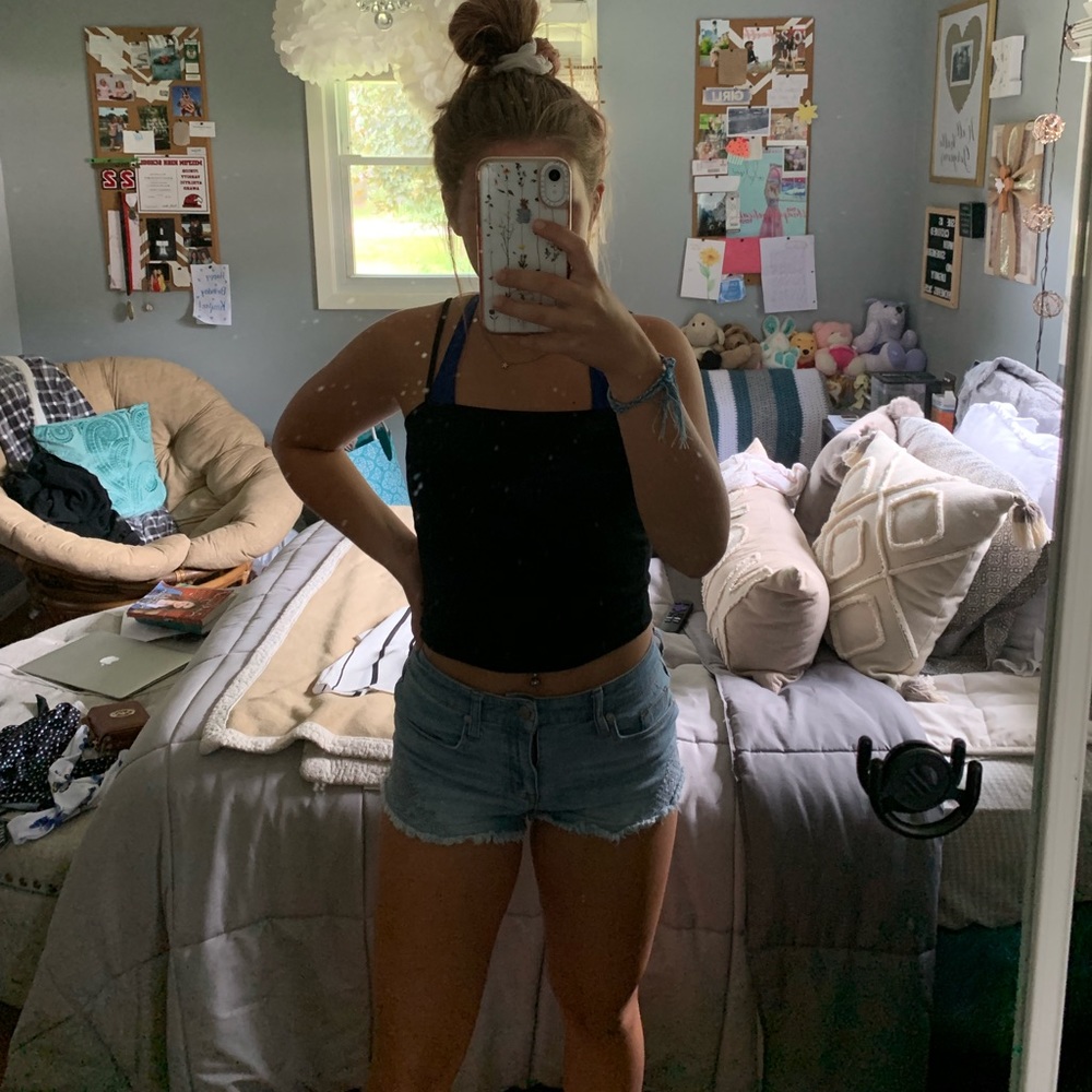 High waisted jean shorts